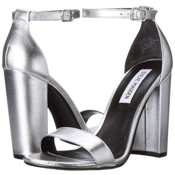 Steve Madden Carson Silver Leather Heel - Picture 1 of 8